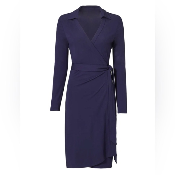 DIANE VON FURSTENBERG NAVY JEANNE DRESS SZ 2 retails $398 ☀️ - Picture 1 of 4